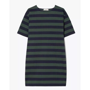 TORY BURCH Jersey Striped T-Shirt Dress Green Navy Blue Women's